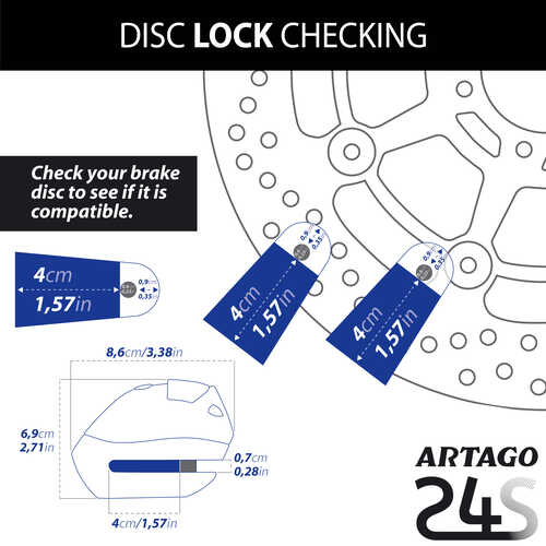 ARTAGO 24S ALARMLI DİSK KİLİDİ 6mm. PİM