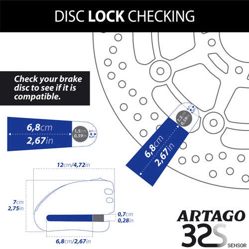 ARTAGO 32S S.R.A. SINIFI ALARMLI DİSK KİLİDİ 15mm. PİM