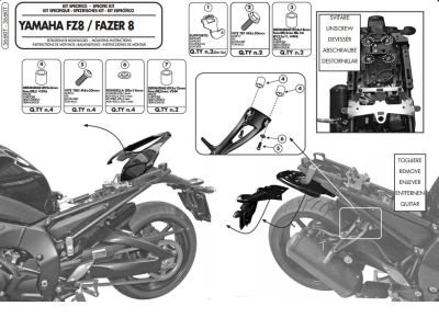 GIVI 366KIT YAMAHA FZ8-FAZER8 (10-15) YAN ÇANTA TASIYICI BAGLANTI KITI