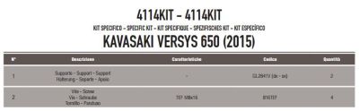 GIVI 4114KIT KAWASAKI VERSYS 650 (15-18) YAN ÇANTA TASIYICI BAGLANTI KITI