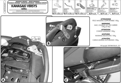 GIVI 447FZ KAWASAKI VERSYS 650 (06-09) ARKA ÇANTA TAŞIYICI