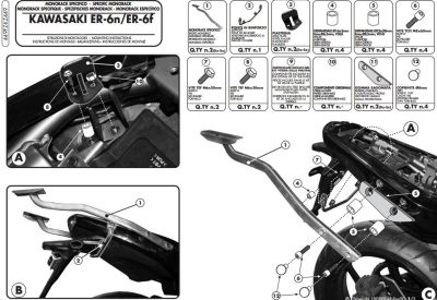 GIVI 449FZ KAWASAKI ER-6N - ER-6F 650 (09-11) ARKA ÇANTA TAŞIYICI