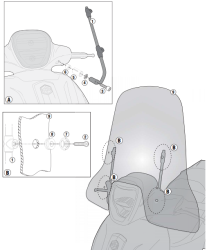 GIVI - GIVI A5606A PIAGGIO BEVERLY 125-300-350 (10-20) - MEDLEY 125-150 (16-20) RÜZGAR SİPERLİK BAĞLANTISI
