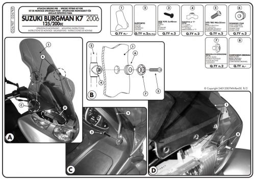 GIVI D267KIT SUZUKI BURGMAN 125-200 ABS (14-23) RÜZGAR SİPERLİK BAĞLANTI