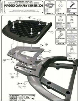 GIVI E348 PIAGGIO CARNABY CRUISER 300 (09-12) ARKA ÇANTA TAŞIYICI