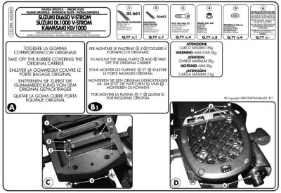 GIVI E528M SUZUKI DL 650-1000 V-STROM (02-11) - KAWASAKI KLV 1000 (04-10) ARKA ÇANTA TAŞIYICI