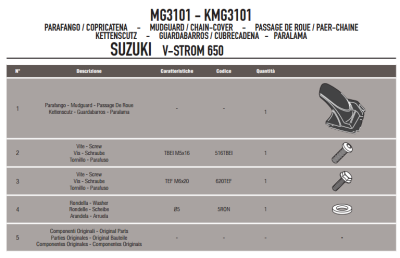GIVI MG3101 SUZUKI DL 650 V-STROM (11-16) ZINCIR MUHAFAZA VE ÇAMURLUK