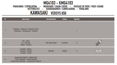 GIVI MG4103 KAWASAKI VERSYS 650 (06-18) ZINCIR MUHAFAZA VE ÇAMURLUK