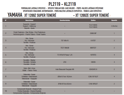 GIVI PL2119 YAMAHA XT 1200ZE - XT 1200Z SUPER TENERE (10-18) YAN ÇANTA TASIYICI