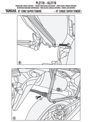 GIVI PL2119 YAMAHA XT 1200ZE - XT 1200Z SUPER TENERE (10-18) YAN ÇANTA TASIYICI