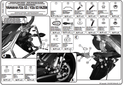 GIVI PL360 YAMAHA FZ6 S2 - FZ6 600 FAZER S2 (07-11) YAN ÇANTA TASIYICI