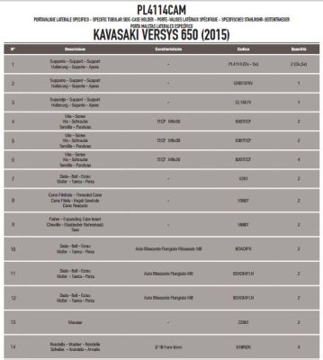 GIVI PL4114CAM KAWASAKI VERSYS 650 (15-18) YAN ÇANTA TASIYICI