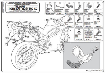 GIVI PLR6401 TRIUMPH TIGER 800 - TIGER 800 XC - TIGER 800 XR (11-16) YAN ÇANTA TASIYICI