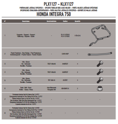 GIVI PLX1127 HONDA INTEGRA 750 (14-15) YAN ÇANTA TASIYICI