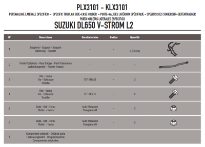GIVI PLX3101 SUZUKI DL 650 V-STROM (11-16) YAN ÇANTA TASIYICI