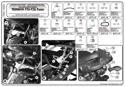 GIVI PLX351 YAMAHA FZ6 - FZ6 600 FAZER (04-06) YAN ÇANTA TASIYICI