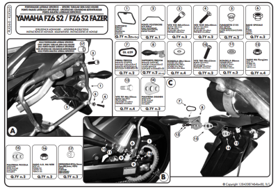 GIVI PLX360 YAMAHA FZ6 S2 - FZ6 600 FAZER S2 (07-11) YAN ÇANTA TASIYICI