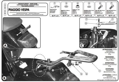 GIVI SR105 PIAGGIO VESPA LX - S 50-125-150 (05-14) ARKA ÇANTA TAŞIYICI