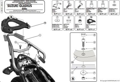 GIVI SR121 SUZUKI GLADIUS 650 (09-16) ARKA ÇANTA TAŞIYICI