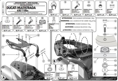 GIVI SR311 DUCATI MULTISTRADA 620-1100 (06-09) ARKA ÇANTA TAŞIYICI