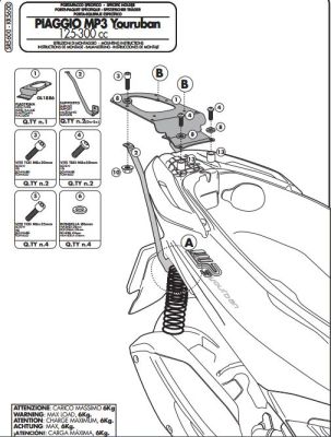 GIVI SR5600 PIAGGIO MP3 YOURBAN 125-300 (11-18) ARKA ÇANTA TAŞIYICI