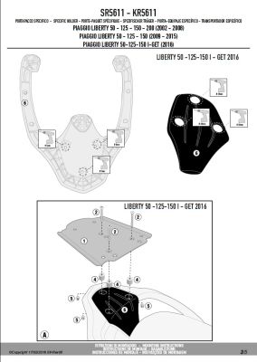 GIVI SR5611 PIAGGIO LIBERTY 50-125-150-200 I-GET (02-22) ARKA ÇANTA TAŞIYICI