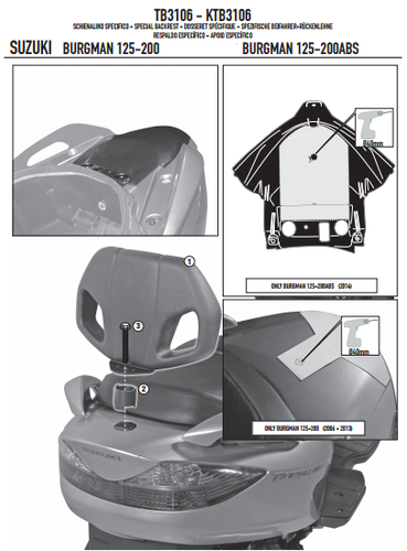 GIVI SUZUKI BURGMAN 125-200(06-14) SIRT YASLAMA