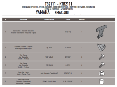 GIVI TB2111 YAMAHA X-MAX 125-250-400 (13-17) SISSYBAR
