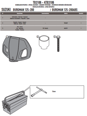 GIVI TB3106 SUZUKI BURGMAN 125-200 (06-13) - BURGMAN 125-200 ABS (14-23) SISSYBAR