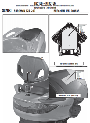 GIVI TB3106 SUZUKI BURGMAN 125-200 (06-13) - BURGMAN 125-200 ABS (14-23) SISSYBAR