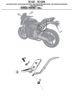 GIVI TE1107 HONDA HORNET 600 - 600ABS (07-10) YAN KUMAS ÇANTA TASIYICI