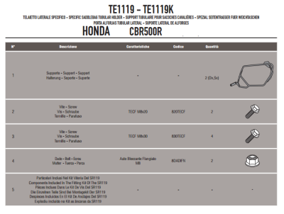 GIVI TE1119 HONDA CB 500F - CBR 500R (13-15) YAN KUMAS ÇANTA TASIYICI