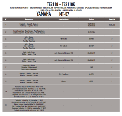 GIVI TE2118 YAMAHA MT-07 (14-17) YAN KUMAS ÇANTA TASIYICI