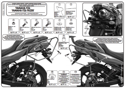 GIVI TE351 YAMAHA FZ6 S2 - FZ6 600 FAZER S2 (07-11) YAN KUMAS ÇANTA TASIYICI