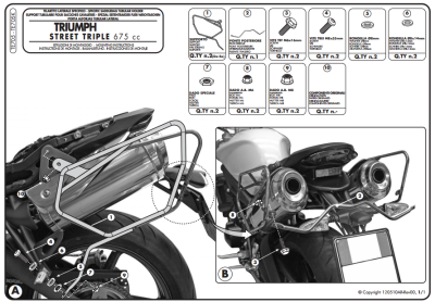 GIVI TE705 TRIUMPH STREET TRIBLE 675 (07-12) YAN KUMAS ÇANTA TASIYICI