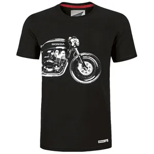 HONDA MOTOSİKLET ÇİZİMLİ SİYAH TSHIRT - Thumbnail