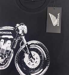 HONDA MOTOSİKLET ÇİZİMLİ SİYAH TSHIRT - Thumbnail