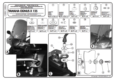 KAPPA A283AK YAMAHA CIGNUS X 125 (07-15) RÜZGAR SİPERLİK BAĞLANTISI