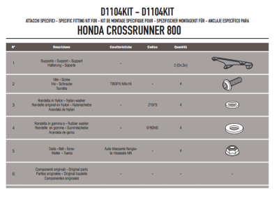 KAPPA D1104KITK HONDA VFR 800X CROSSRUNNER (11-14) RÜZGAR SİPERLİK BAĞLANTISI