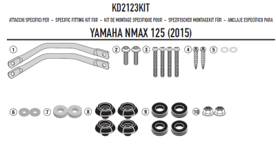 KAPPA D2123KITK YAMAHA N-MAX 125-155 (15-20) RÜZGAR SİPERLİK BAĞLANTISI