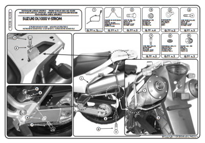 KAPPA KL528 SUZUKI DL 1000 V-STROM (02-11) - KAWASAKI KLV1000 (04-10) YAN ÇANTA TASIYICI