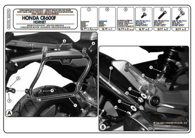 KAPPA KLX176 HONDA CB 600 F HORNET - HORNET ABS (07-10) YAN ÇANTA TASIYICI