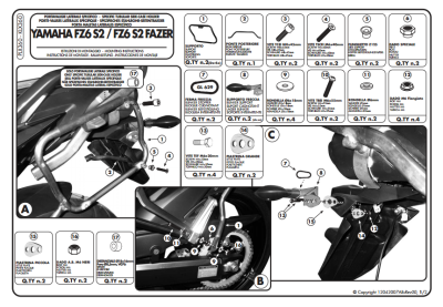 KAPPA KLX360 YAMAHA FZ6 S2 - FZ6 600 FAZER S2 (07-11) YAN ÇANTA TASIYICI