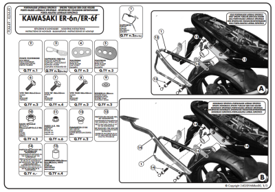 KAPPA KLX449 KAWASAKI ER-6N - ER-6F 650 (09-11) YAN ÇANTA TASIYICI