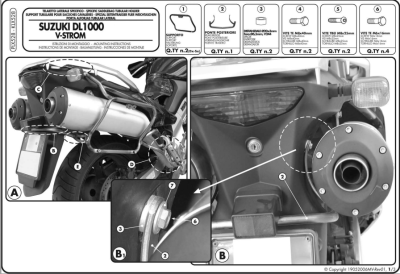 KAPPA KLX528 SUZUKI DL 1000 V-STROM (02-11) KAWASAKI KLV 1000 (04-10) YAN ÇANTA TASIYICI