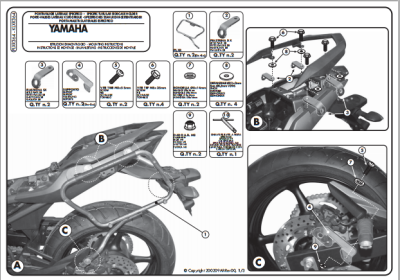 KAPPA KLXR364 YAMAHA XJ6 - XJ6 DIVERSION - XJ6 DIVERSION F600 (09-15) YAN ÇANTA TASIYICI