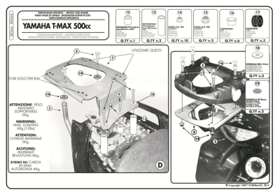 KAPPA KR364M YAMAHA T-MAX 500 (08-11) ARKA ÇANTA TAŞIYICI