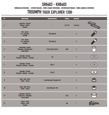 KAPPA KR6403 TRIUMPH TIGER EXPLORER 1200 (12-17) - TIGER 1200 (18) ARKA ÇANTA TAŞIYICI