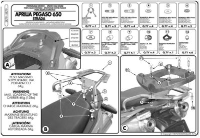 KAPPA KR79 APRILIA PEGASO 650 STRADA-TRAIL (05-11) ARKA ÇANTA TAŞIYICI