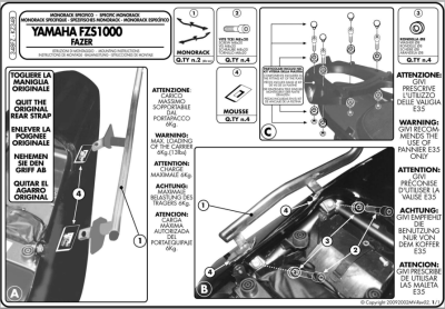 KAPPA KZ348 YAMAHA FZS 1000 FAZER (01-05) ARKA ÇANTA TAŞIYICI